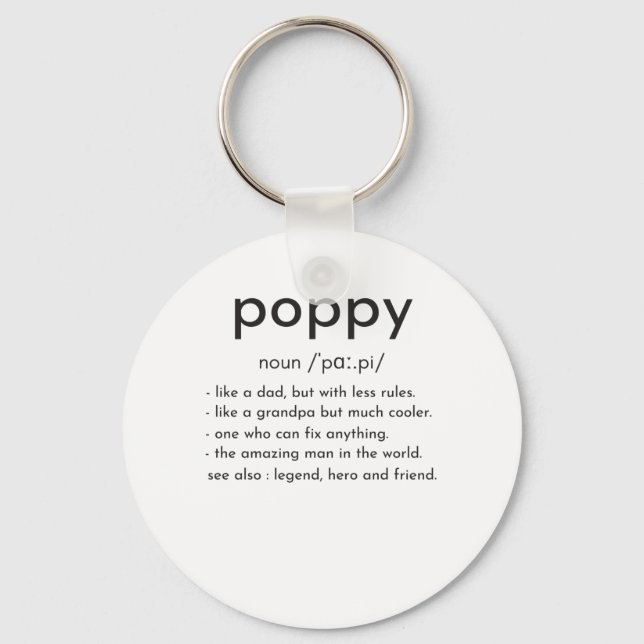 Poppy-definition lustig farfar Fars dag Nyckelring (Framsida)