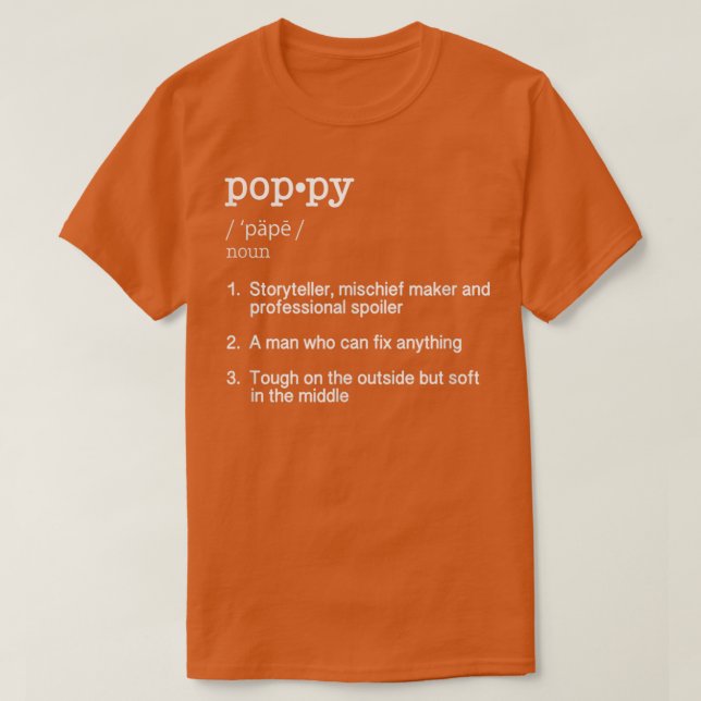 Poppy Definition T Funny Fars dag Gift Tee (Design framsida)