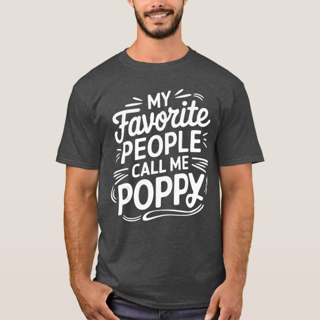 Poppy Design For Grandpa From Grandkids Fathers Da T Shirt (Framsida)