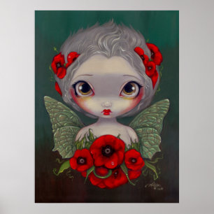 Poppy Fairy Big eyme Fairy Art Skriv ut Poster