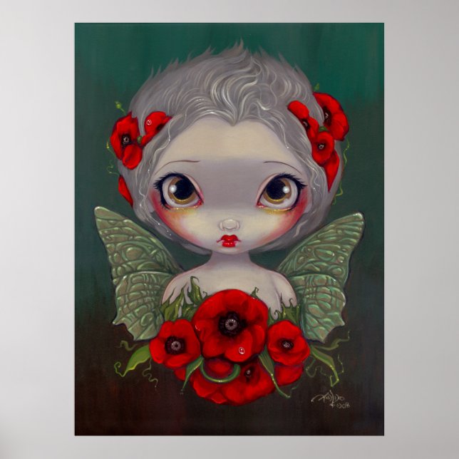 Poppy Fairy Big eyme Fairy Art Skriv ut Poster (Framsidan)