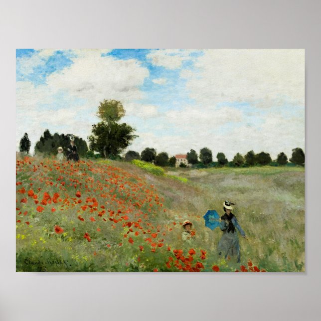 Poppy Fält av Claude Monet Poster (Framsidan)