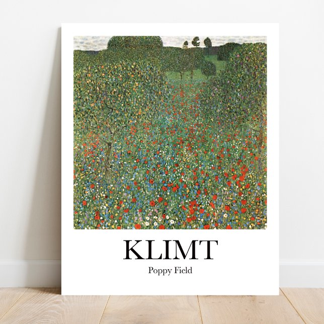 Poppy Fält av Gustav Klimt Poster (Bring vibrancy home! Klimt's Poppy Field. High-quality art poster)