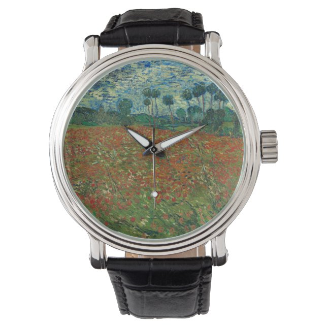 Poppy fält av Vincent van Gogh Fine Art Armbandsur (Framsida)