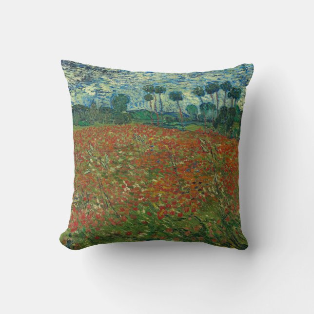 Poppy fält av Vincent van Gogh Fine Art Kudde (Framsida)
