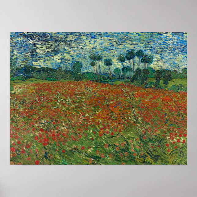 Poppy fält av Vincent van Gogh Fine Art Poster (Framsidan)