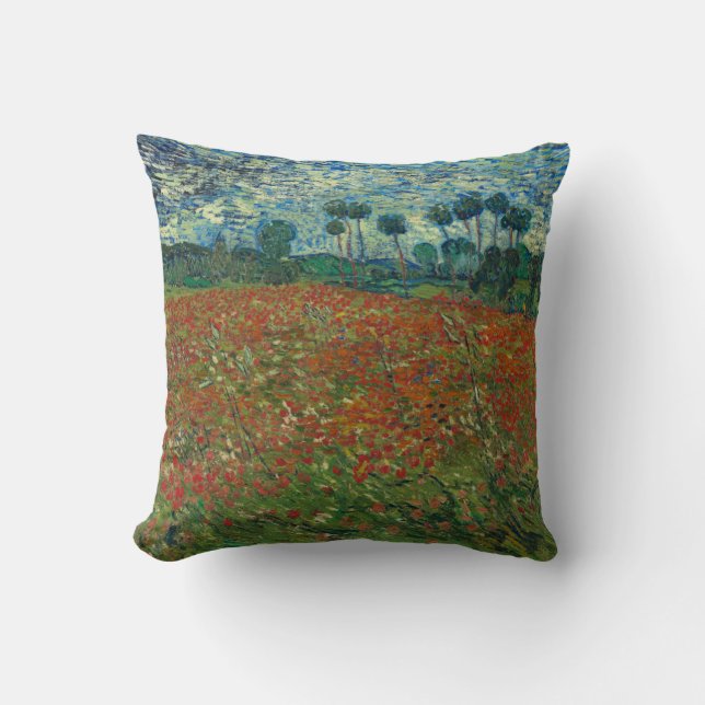 Poppy Fält av Vincent Van Gogh Kudde (Framsida)