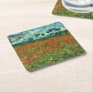 Poppy Fält av Vincent Van Gogh Underlägg Papper Kvadrat