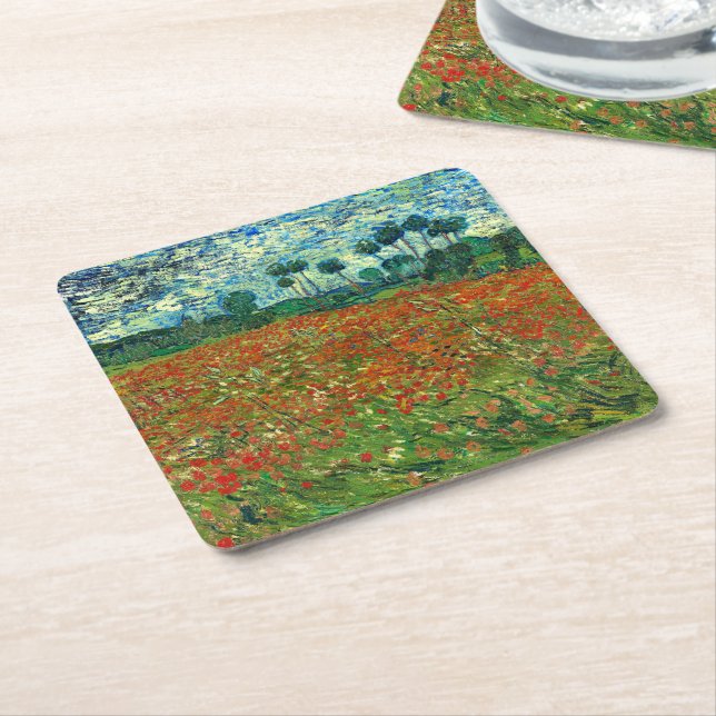 Poppy Fält av Vincent Van Gogh Underlägg Papper Kvadrat (Vinklad)