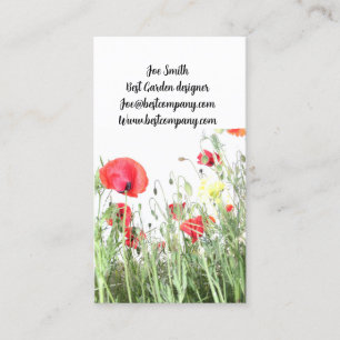 Poppy fält blommor Sol Nature blommar Heart Visitkort