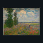 Poppy Fält Claude Monet Fine Art Vykort<br><div class="desc">Det här vykortet innehåller grafik som målats upp av den briljanta Fransk Impressionistiska målaren Claude Monet. Arbetet med detta vykort slutfördes i slutet av 1873. Claude Monet målade "en plein luft", vilket elak han målade upp utanför. Han målade vad han såg framför honom i naturen. Den här målningen visar att...</div>