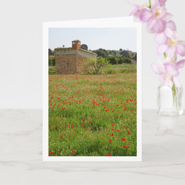 Poppy Fält Farmhouse Porträtt Card Kort (Orkide)