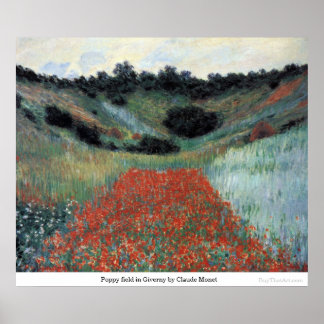 Poppy fält i Giverny av Claude Monet Poster