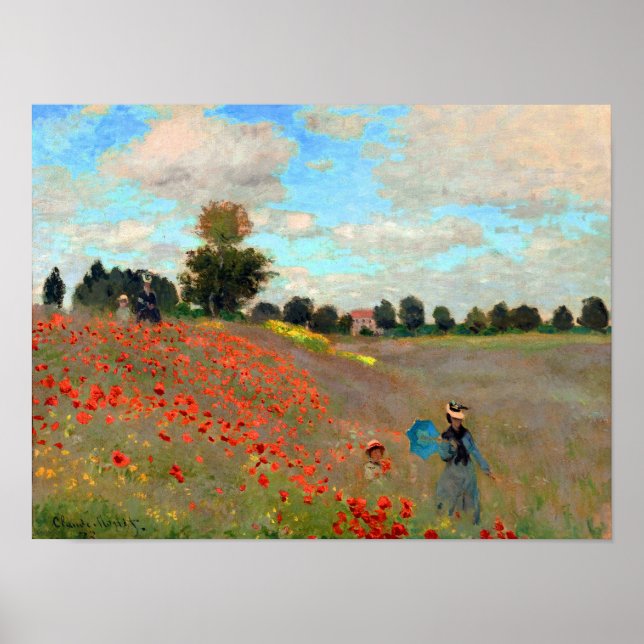 Poppy Fält, målning av Claude Monet (1873) Poster (Framsidan)