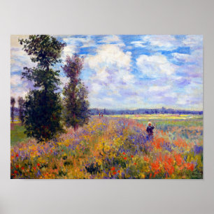 Poppy Fält, målning av Claude Monet (1875) Poster