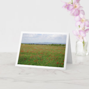 Poppy Fält Mountain Landscape Card Kort