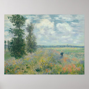 Poppy Fält nära Argentina av Claude Monet Poster