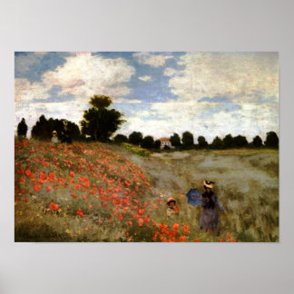 Poppy Fält nära Argentina av Claude Monet Poster