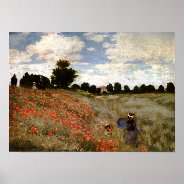 Poppy Fält nära Argentina av Claude Monet Poster (Framsidan)