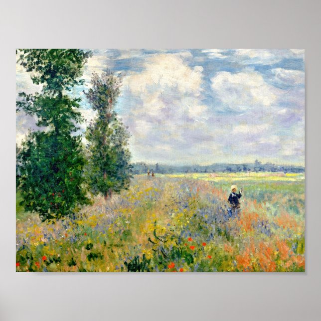 Poppy Fält nära Argentina av Claude Monet Poster (Framsidan)