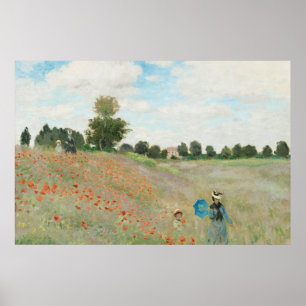 Poppy Fält nära Argentina av Claude Monet Poster
