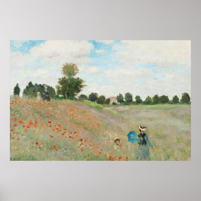 Poppy Fält nära Argentina av Claude Monet Poster (Framsidan)