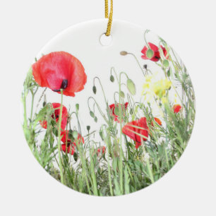 Poppy fält Nature blommar blommor Julgransprydnad Keramik