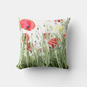 Poppy fält Nature blommar blommor Kudde