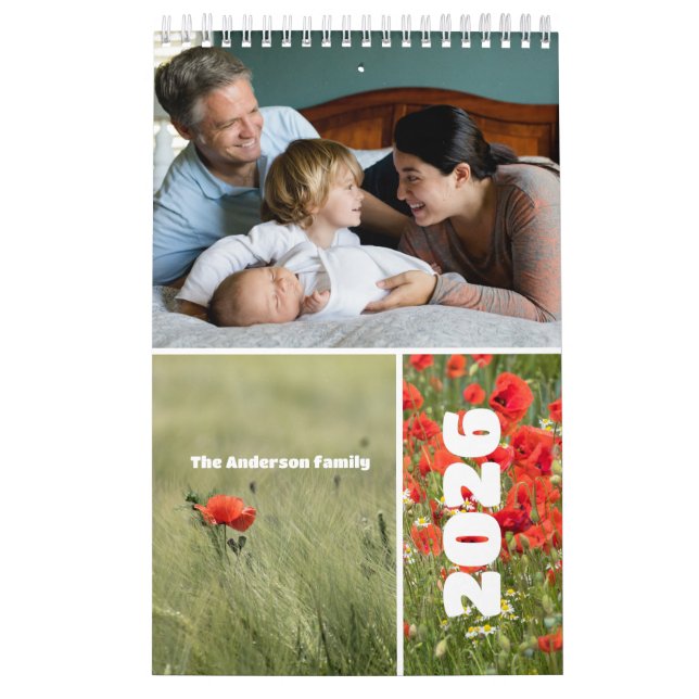 Poppy family photo for grandparents Calendar Kalender (Omslag)