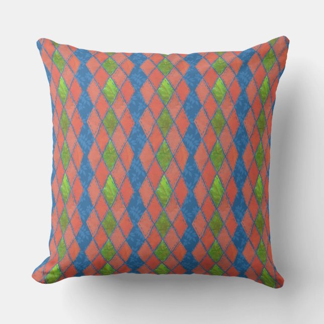 Poppy Färg Faux patchwork Pillow eller Cushion Kudde (Framsida)
