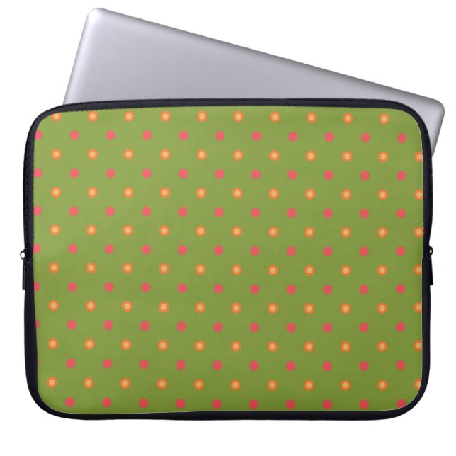 Poppy Färg Polka dots Neoprene Laptop sleeve (Framsidan)