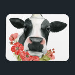 Poppy Farm - Cow with Flowers Magnet<br><div class="desc">Poppy Farm I av Grace Popp. Omger en närhet till en ko omgiven av vibranta rödrosa blommor.</div>