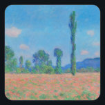 Poppy Field, Giverny (1891) Claude Monet fine art Fyrkantigt Klistermärke<br><div class="desc">The stunning Poppy Field, Giverny (1890–1891), a Post-Impressionist painting of a flowering poppy field, is featured on these superb fine art stickers for scrapbooks. These Claude Monet red poppy flower field scrapbook paper stickers are great for using as embellishments on stationery, laptop stickers, and envelope sealers. These vintage Monet art...</div>