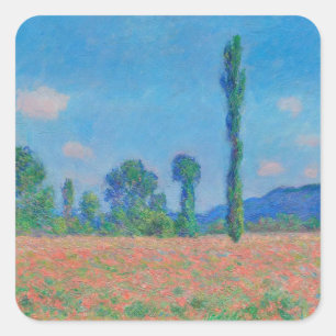 Poppy Field, Giverny (1891) Claude Monet fine art Fyrkantigt Klistermärke