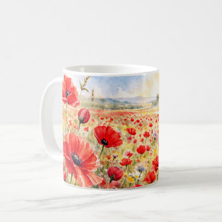 Poppy Field - Watercolour Poppy Kaffemugg