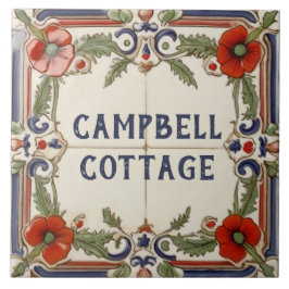 Poppy Flower Anpassningsbar House Namn Plate Sign  Kakelplatta