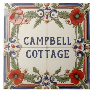 Poppy Flower Anpassningsbar House Namn Plate Sign Kakelplatta