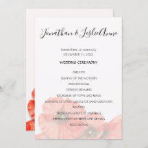 Poppy Flower Bröllop Ceremony Program L2