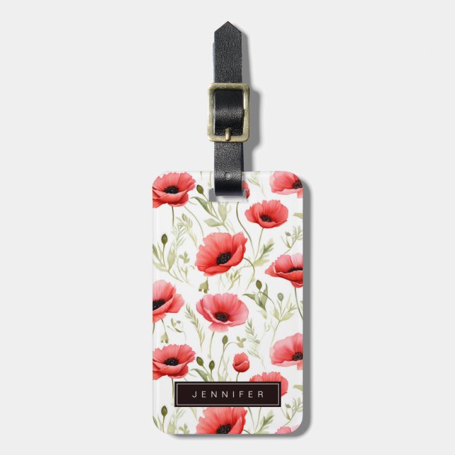 Poppy Flower Luggage Tag Bagagebricka (Vertikal Framsida)