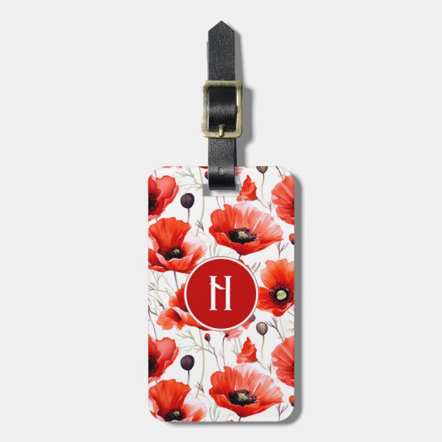 Poppy Flower Luggage Tag Bagagebricka (Vertikal Framsida)