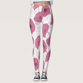 Poppy Flower Mönster leggings
