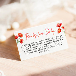 Poppy Flower Vår Baby Shower Bok-begäran Tilläggskort
