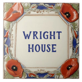 Poppy Flowers Anpassningsbar House Namn Plate Sign Kakelplatta