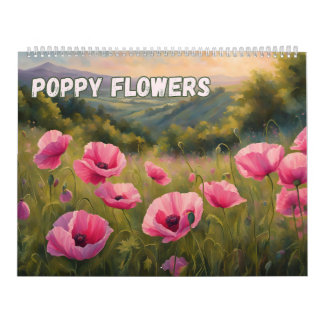 Poppy Flowers Art, vackra Meadows Nature Kalender