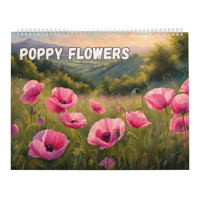 Poppy Flowers Art, vackra Meadows Nature Kalender (Omslag)
