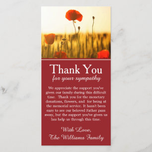 Poppy Flowers Bereaving Memorial - Tack för ditt k Kort
