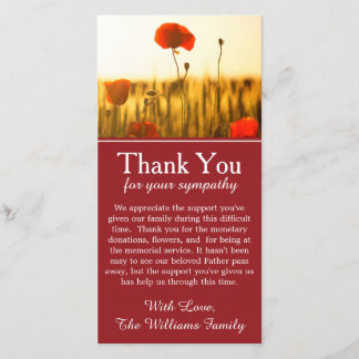 Poppy Flowers Bereaving Memorial - Tack för ditt k Kort