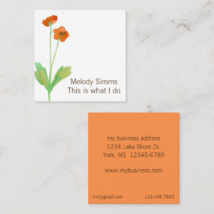 Poppy Flowers Botanical Orange Blommigt Art. Fyrkantigt Visitkort
