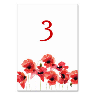 Poppy Flowers Bröllop Bordsnummer