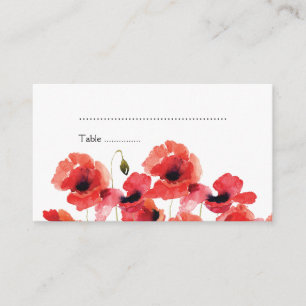 Poppy Flowers Bröllop Escort Card Placeringskort
